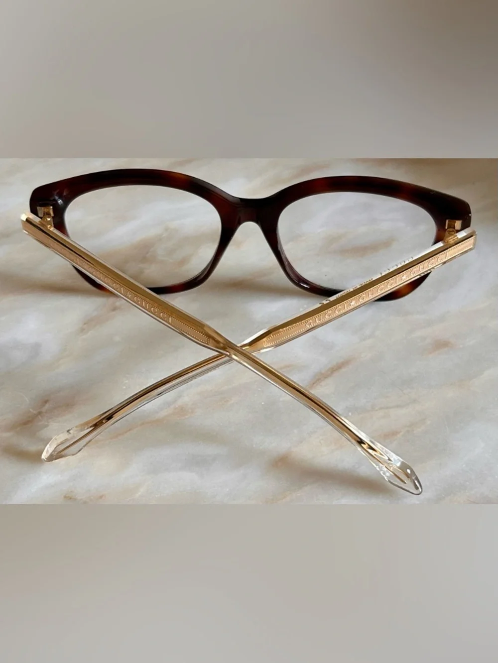 Gucci GG0566ON 002 Womens Tortoise Crystal Cat Eye‎ Glasses Guaranteed Authentic